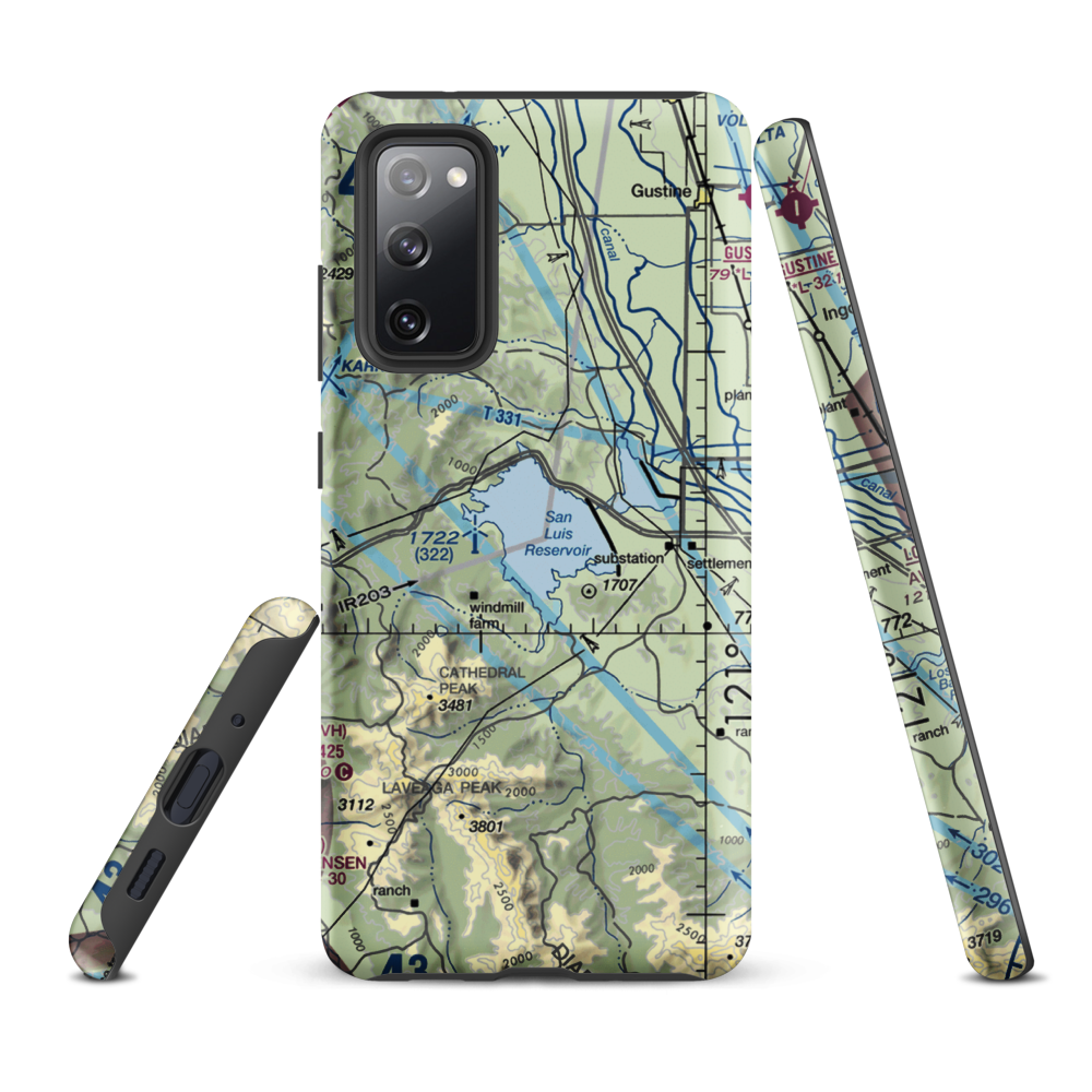 San Luis Reservoir Seaplane Base (0O0) VFR Sectional Samsung Phone Case Samsung Galaxy S20 FE model shown