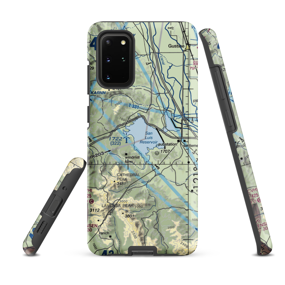 San Luis Reservoir Seaplane Base (0O0) VFR Sectional Samsung Phone Case Samsung Galaxy S20 Plus model shown