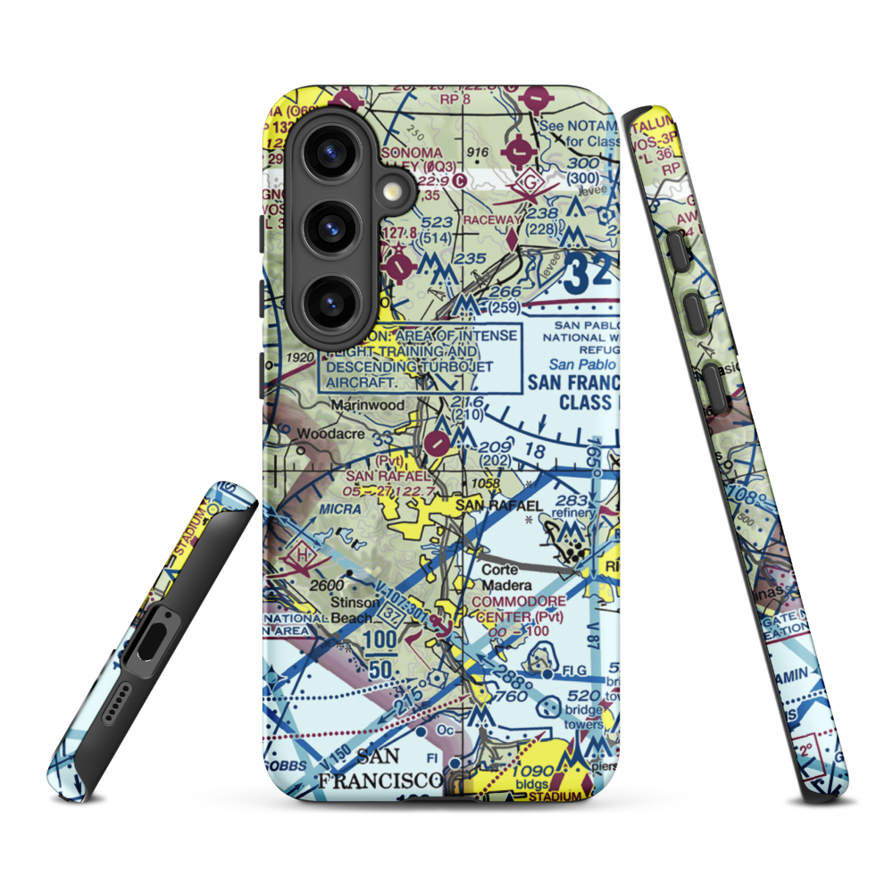 San Rafael Airport (CA35) VFR Sectional Samsung Phone Case Samsung Galaxy S24 Plus model shown