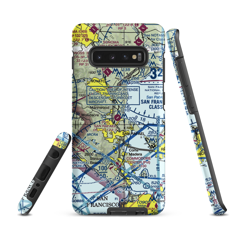 San Rafael Airport (CA35) VFR Sectional Samsung Phone Case Samsung Galaxy S10e model shown
