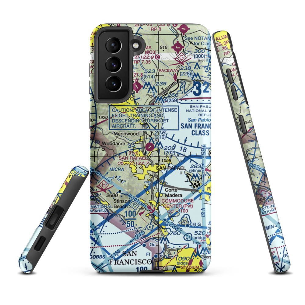 San Rafael Airport (CA35) VFR Sectional Samsung Phone Case Samsung Galaxy S21 Plus model shown