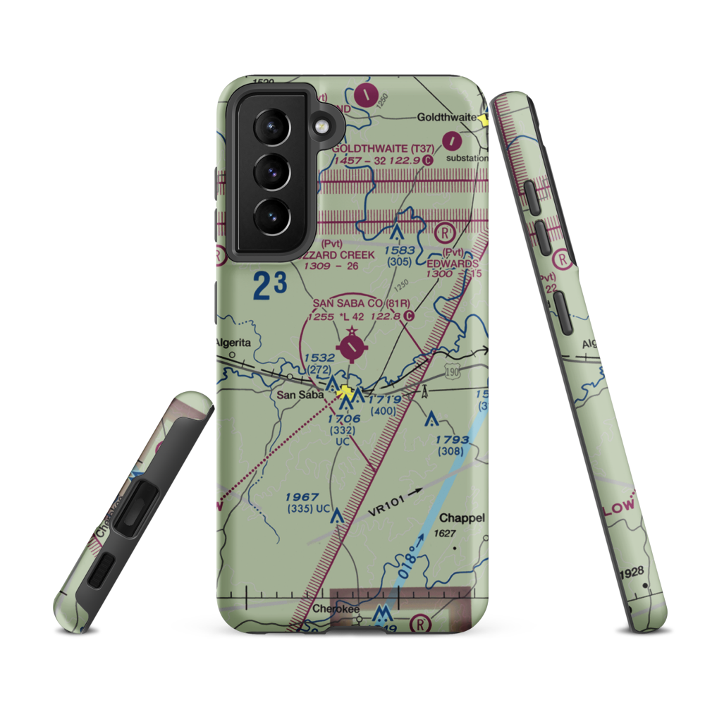 San Saba County Municipal Airport (81R) VFR Sectional Samsung Phone Case Samsung Galaxy S21 Ultra model shown