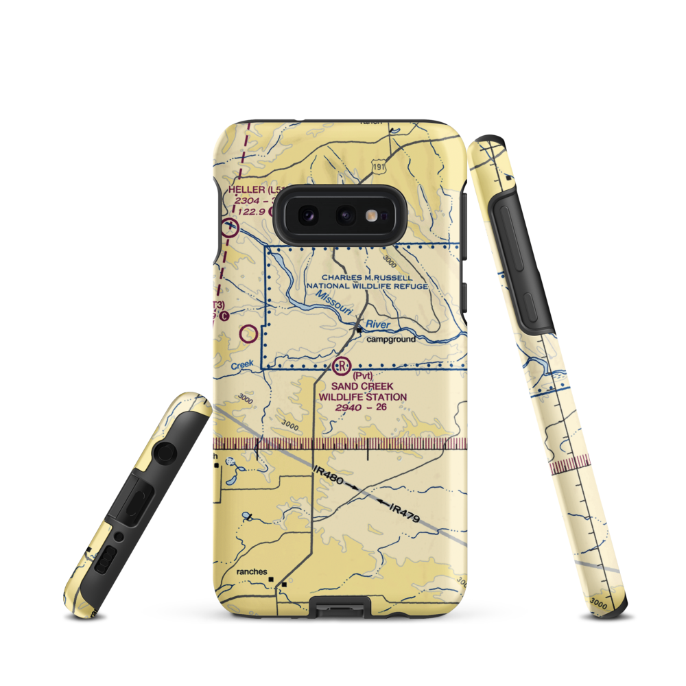 Sand Creek Wildlife Station Airport (MT79) VFR Sectional Samsung Phone Case Samsung Galaxy S10 Plus model shown