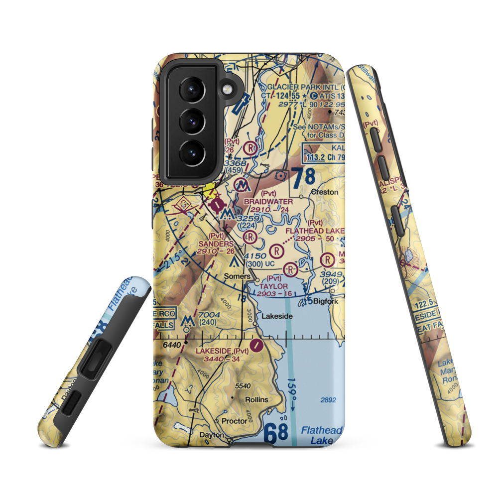 Sanders Airport (MT37) VFR Sectional Samsung Phone Case Samsung Galaxy S21 FE model shown