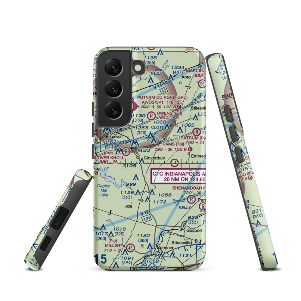 Sanders Gyroport Airport (IN88) VFR Sectional Samsung Phone Case Samsung Galaxy S22 model shown