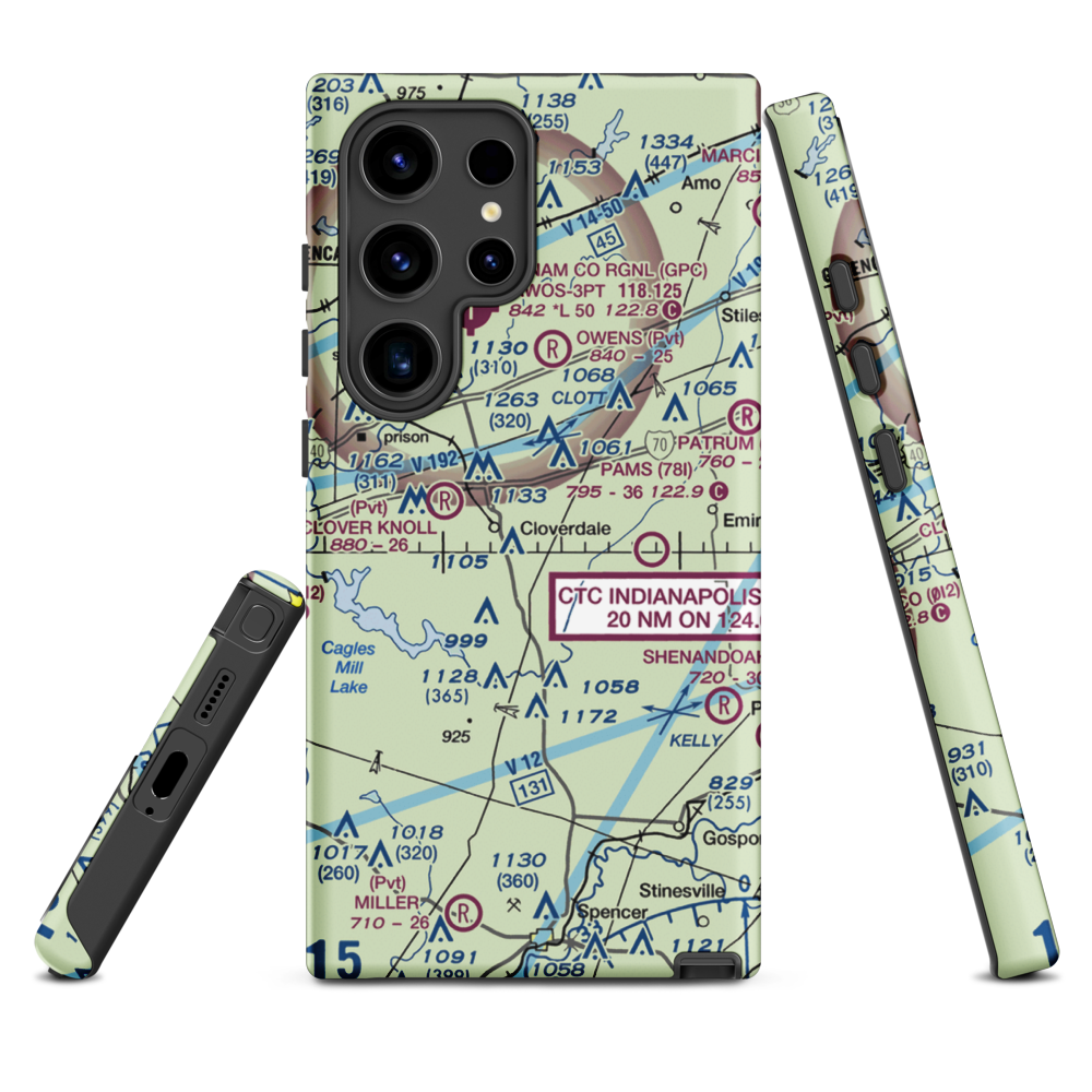 Sanders Gyroport Airport (IN88) VFR Sectional Samsung Phone Case Samsung Galaxy S24 Ultra model shown