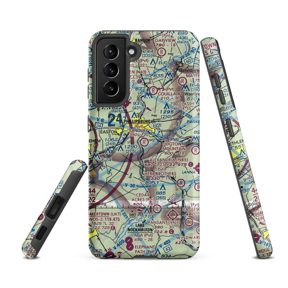 Sanduff Farms Landing Field (2NJ5) VFR Sectional Samsung Phone Case Samsung Galaxy S21 FE model shown