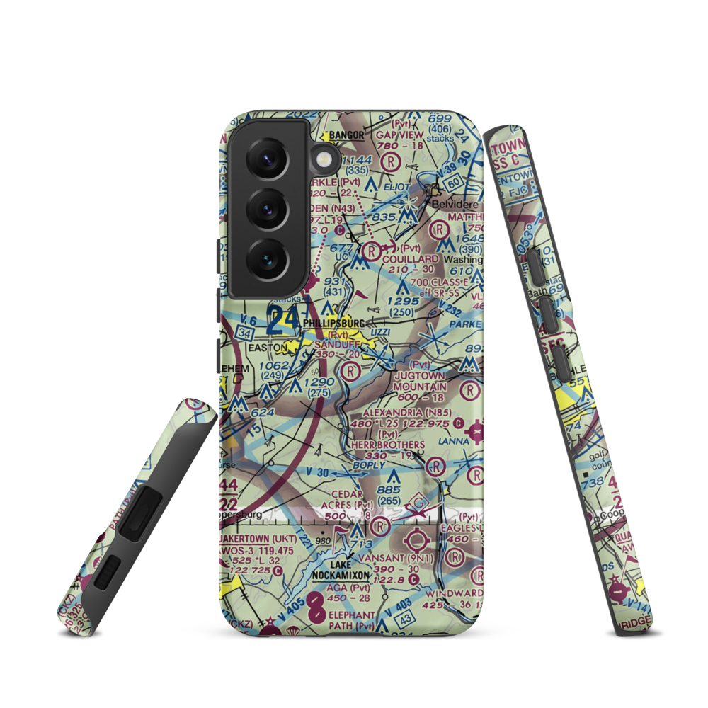Sanduff Farms Landing Field (2NJ5) VFR Sectional Samsung Phone Case Samsung Galaxy S22 model shown