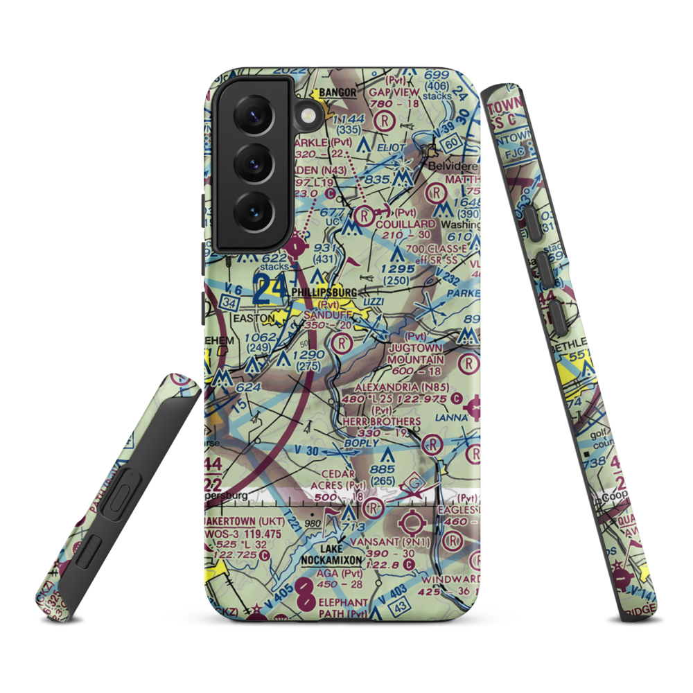 Sanduff Farms Landing Field (2NJ5) VFR Sectional Samsung Phone Case Samsung Galaxy S22 Plus model shown