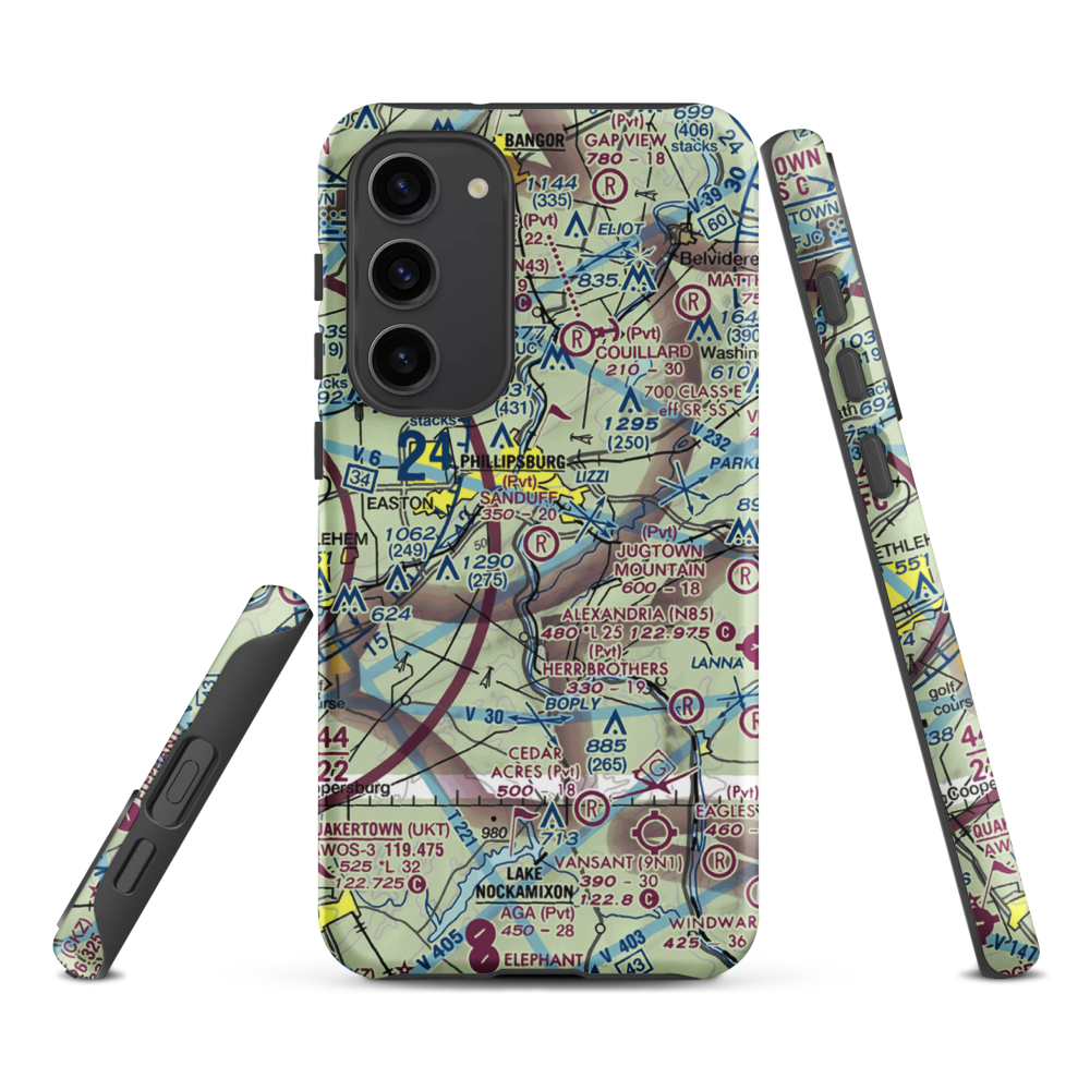 Sanduff Farms Landing Field (2NJ5) VFR Sectional Samsung Phone Case Samsung Galaxy S23 Plus model shown