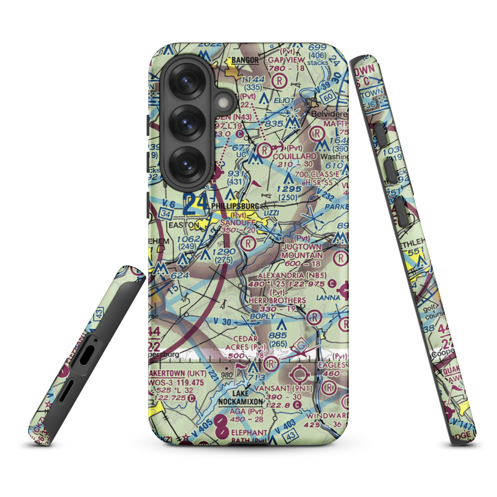 Sanduff Farms Landing Field (2NJ5) VFR Sectional Samsung Phone Case Samsung Galaxy S25 Plus model shown