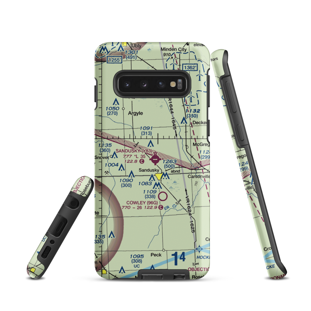 Sandusky City Airport (Y83) VFR Sectional Samsung Phone Case Samsung Galaxy S10 model shown