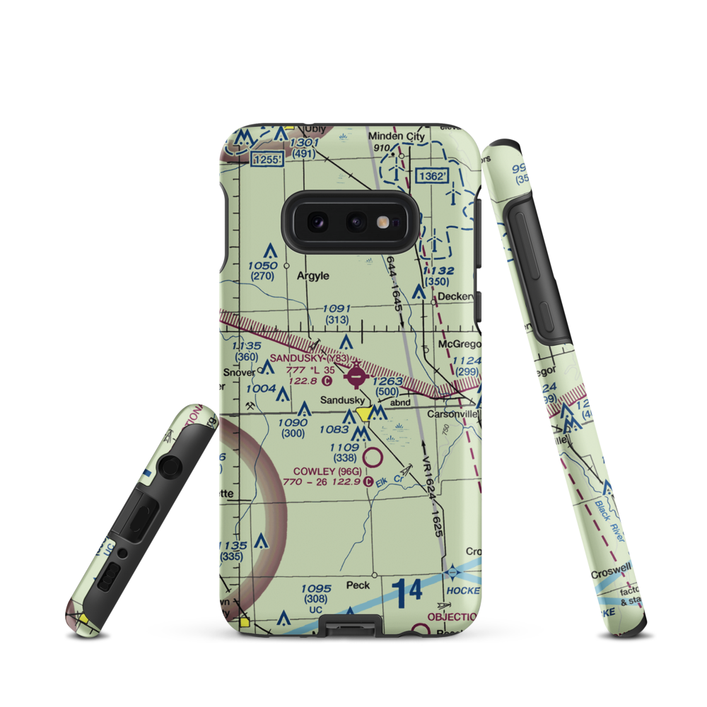 Sandusky City Airport (Y83) VFR Sectional Samsung Phone Case Samsung Galaxy S10e model shown