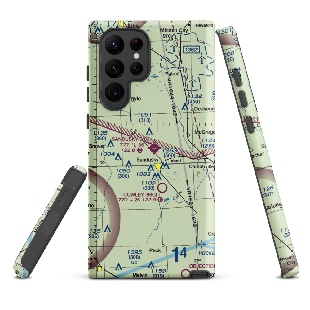 Sandusky City Airport (Y83) VFR Sectional Samsung Phone Case Samsung Galaxy S22 Ultra model shown