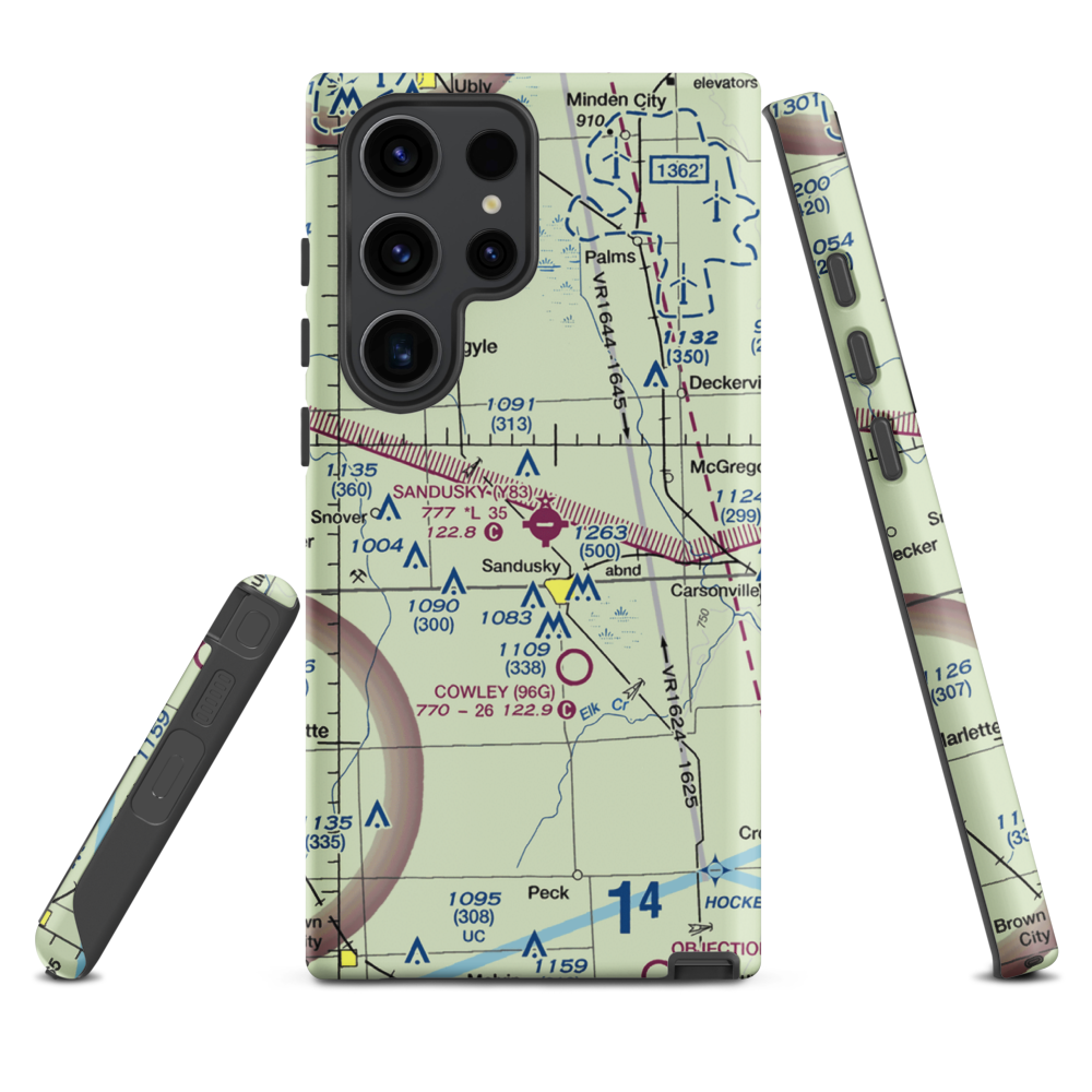 Sandusky City Airport (Y83) VFR Sectional Samsung Phone Case Samsung Galaxy S23 Ultra model shown