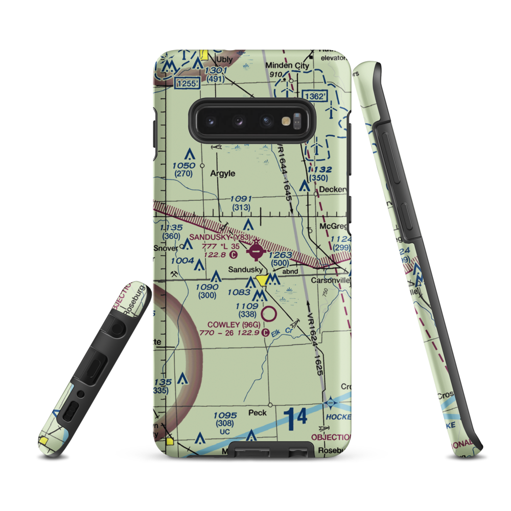 Sandusky City Airport (Y83) VFR Sectional Samsung Phone Case Samsung Galaxy S10 Plus model shown