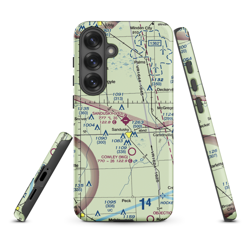Sandusky City Airport (Y83) VFR Sectional Samsung Phone Case Samsung Galaxy S25 Plus model shown