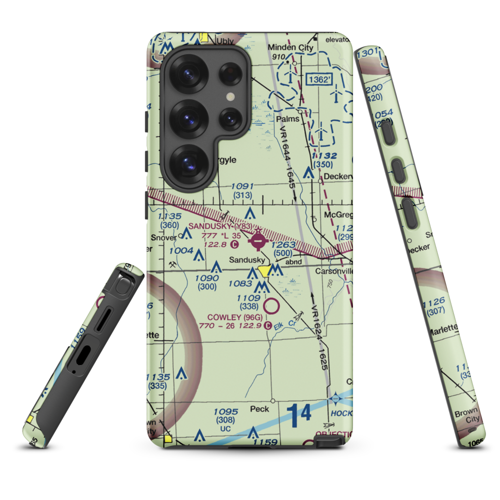 Sandusky City Airport (Y83) VFR Sectional Samsung Phone Case Samsung Galaxy S25 Ultra model shown