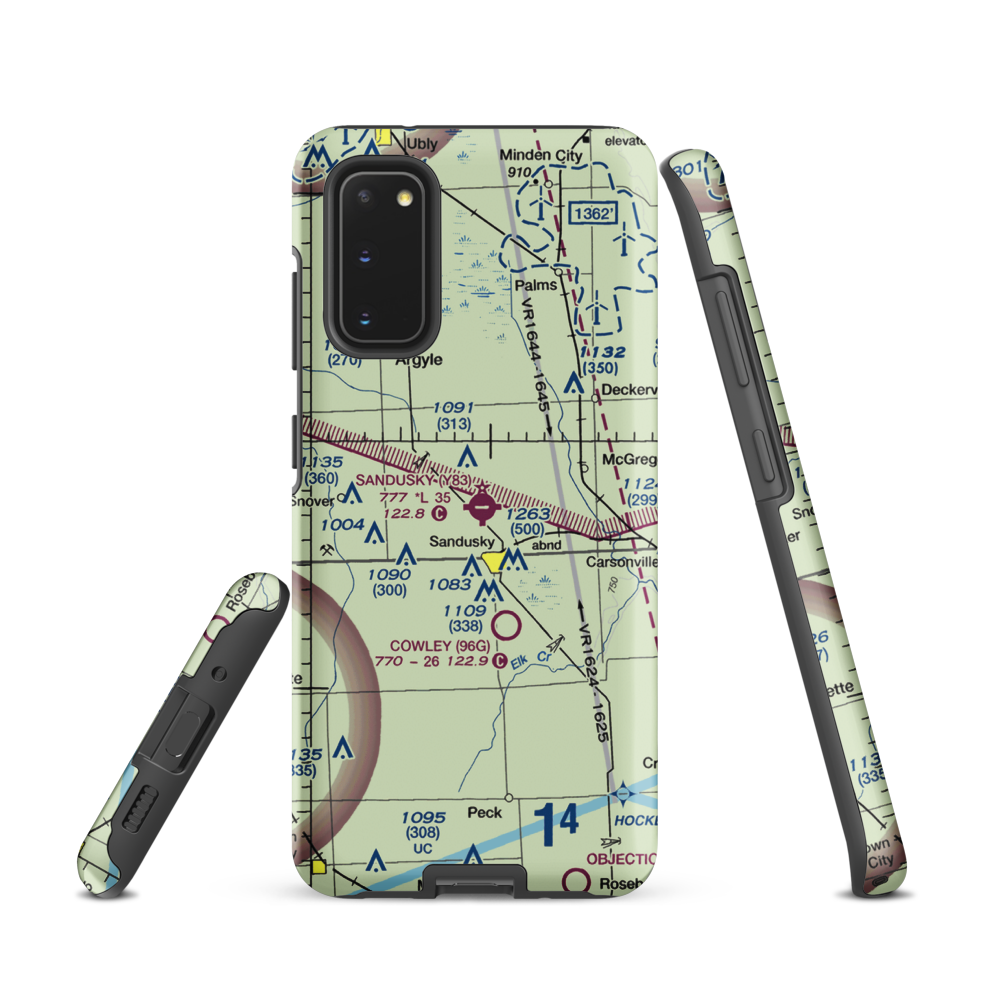 Sandusky City Airport (Y83) VFR Sectional Samsung Phone Case Samsung Galaxy S20 model shown