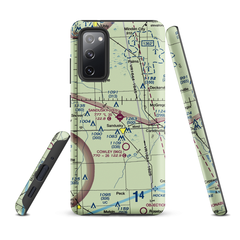 Sandusky City Airport (Y83) VFR Sectional Samsung Phone Case Samsung Galaxy S20 FE model shown