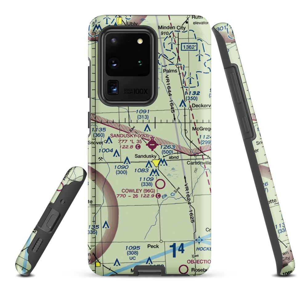 Sandusky City Airport (Y83) VFR Sectional Samsung Phone Case Samsung Galaxy S20 Ultra model shown