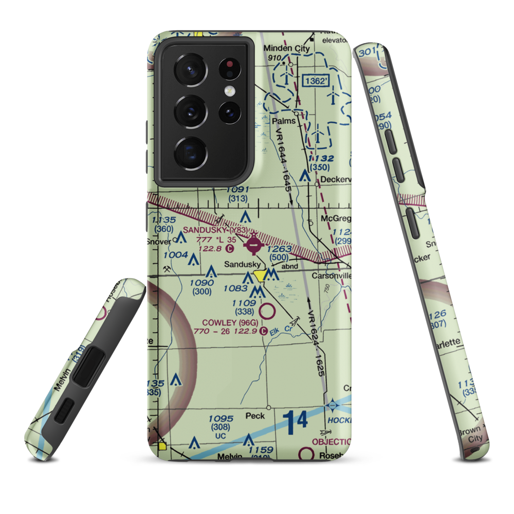 Sandusky City Airport (Y83) VFR Sectional Samsung Phone Case Samsung Galaxy S21 Ultra model shown