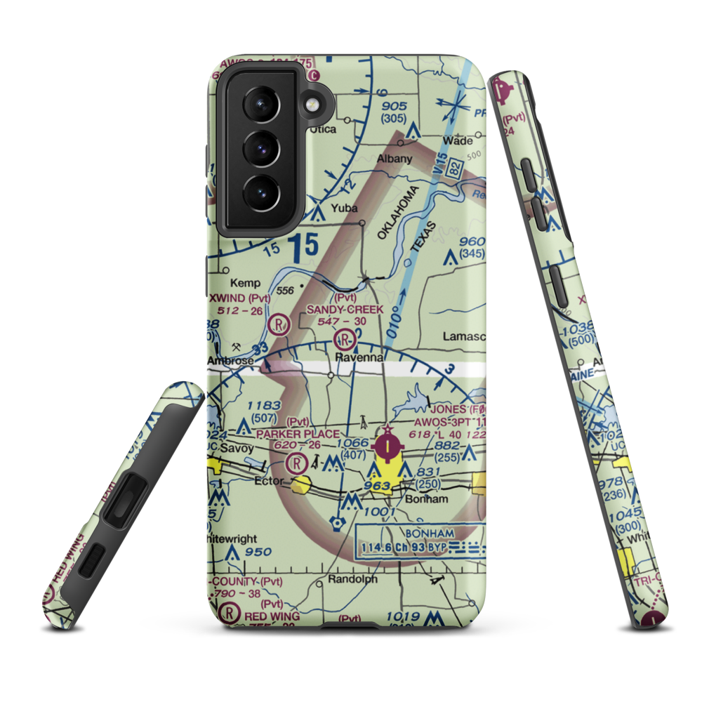 Sandy Creek Ranch Airfield (TX47) VFR Sectional Samsung Phone Case Samsung Galaxy S21 FE model shown