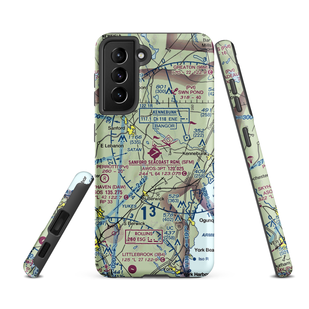 Sanford Seacoast Regional Airport (SFM) VFR Sectional Samsung Phone Case Samsung Galaxy S21 FE model shown