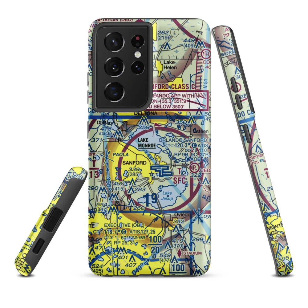 Sanford Seaplane Base (FL55) VFR Sectional Samsung Phone Case Samsung Galaxy S21 Plus model shown