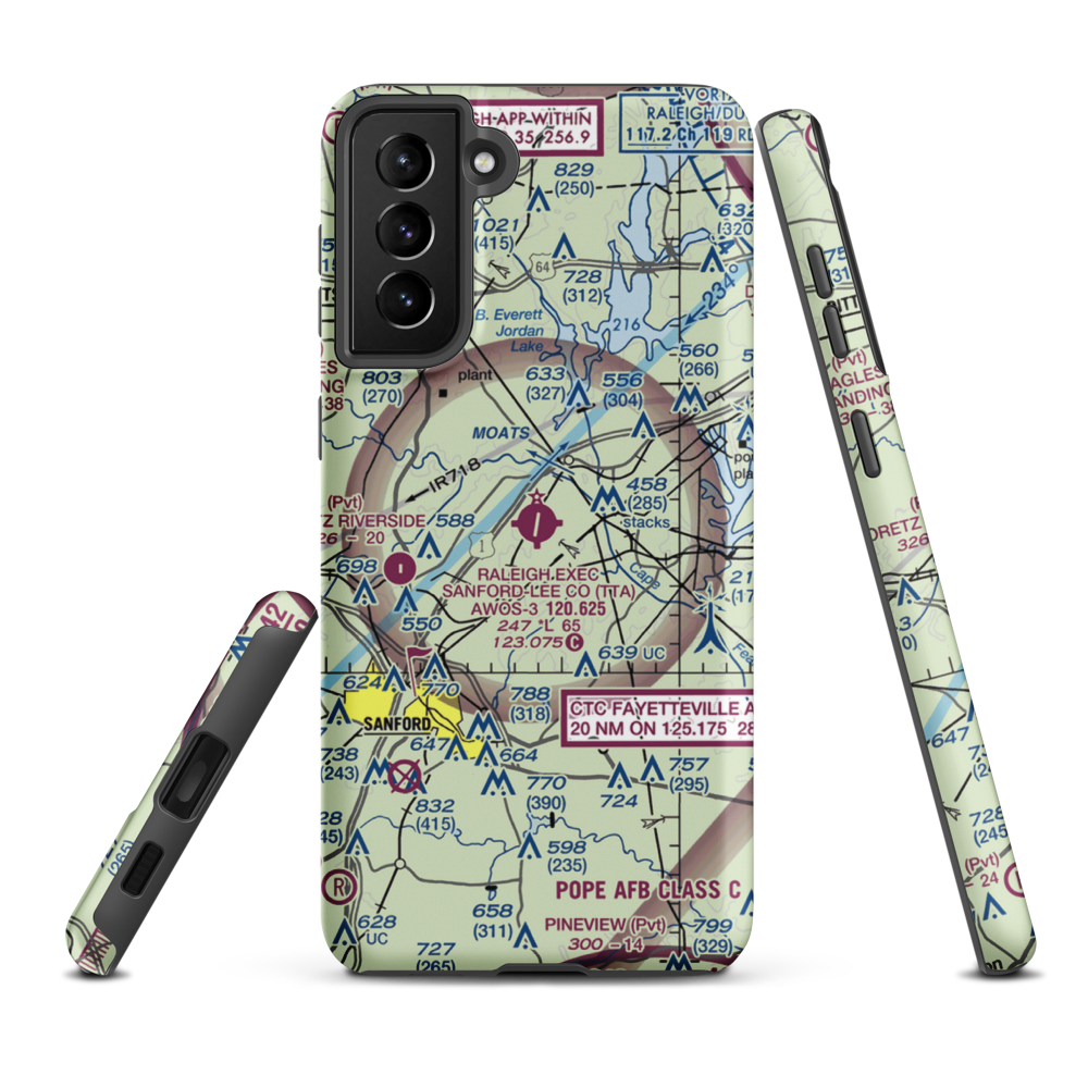 Sanford-Lee County Regional Airport (TTA) VFR Sectional Samsung Phone Case Samsung Galaxy S21 FE model shown