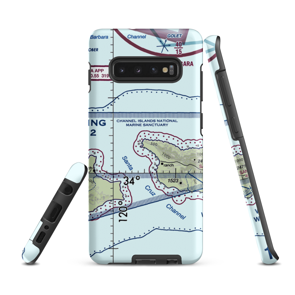 Santa Cruz Island Airport (SZN) VFR Sectional Samsung Phone Case Samsung Galaxy S10 Plus model shown