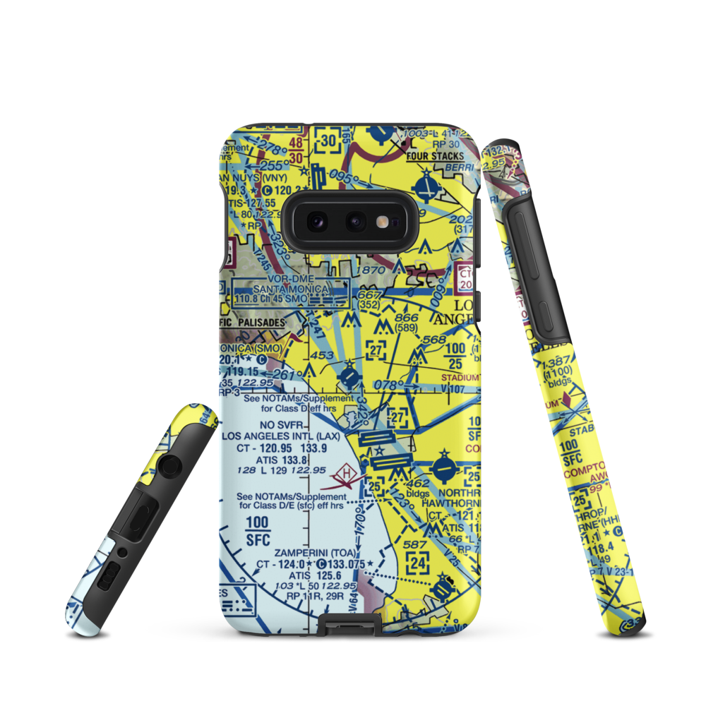 Santa Monica Municipal Airport (SMO) VFR Sectional Samsung Phone Case Samsung Galaxy S10e model shown