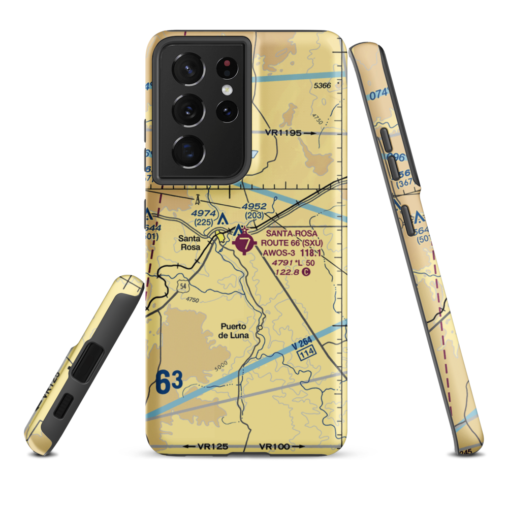 Santa Rosa Route 66 Airport (SXU) VFR Sectional Samsung Phone Case Samsung Galaxy S21 Ultra model shown