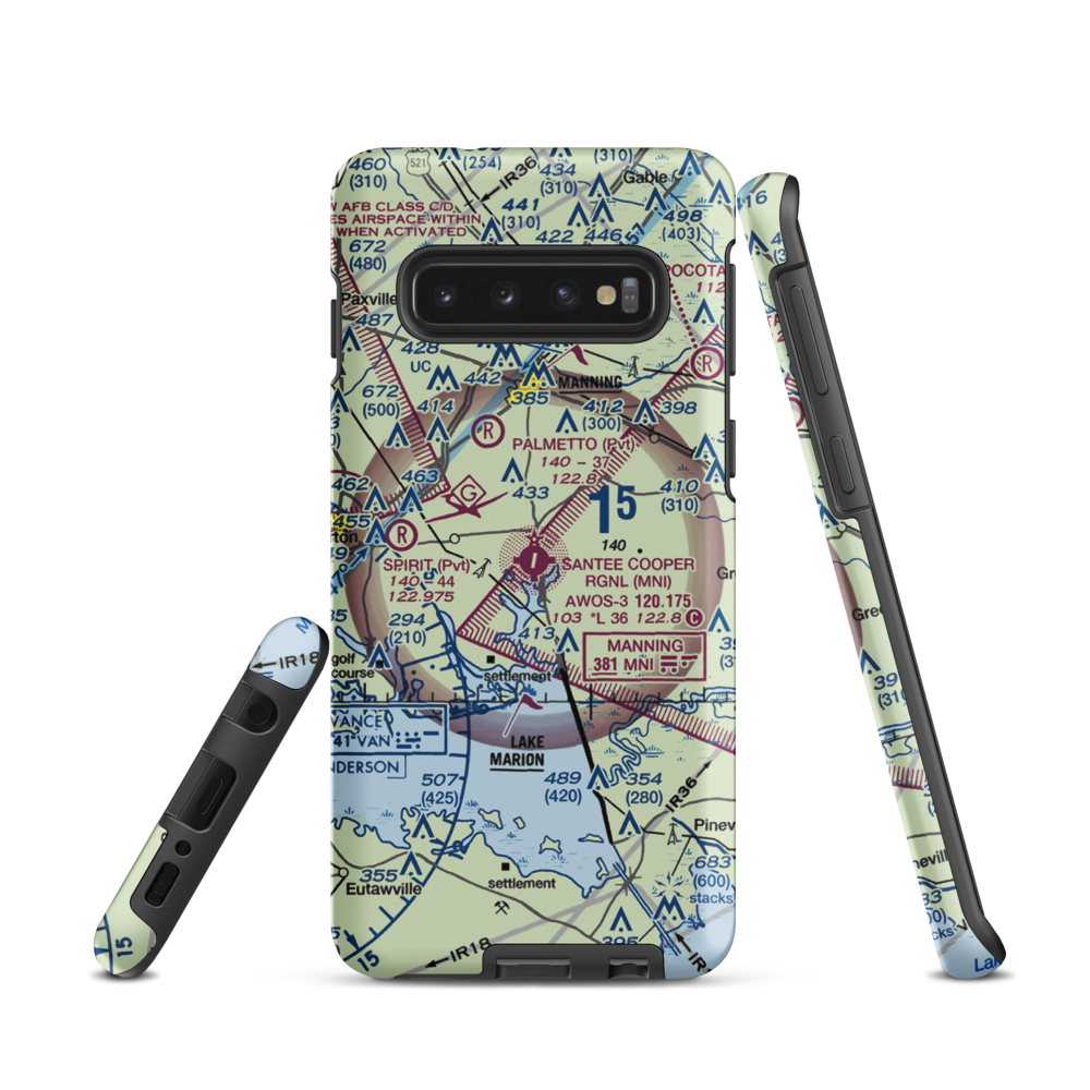 Santee Cooper Regional Airport (MNI) VFR Sectional Samsung Phone Case Samsung Galaxy S10 model shown
