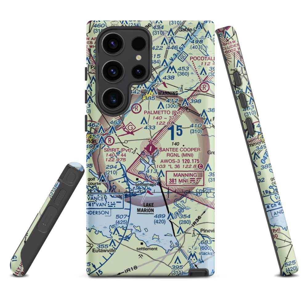 Santee Cooper Regional Airport (MNI) VFR Sectional Samsung Phone Case Samsung Galaxy S23 Ultra model shown