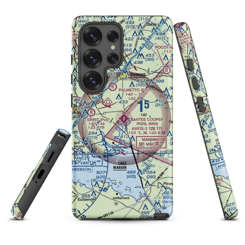 Santee Cooper Regional Airport (MNI) VFR Sectional Samsung Phone Case Samsung Galaxy S25 Ultra model shown
