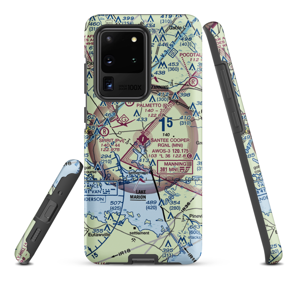 Santee Cooper Regional Airport (MNI) VFR Sectional Samsung Phone Case Samsung Galaxy S20 Ultra model shown