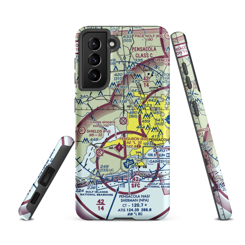 Saufley Field Nolf Airport (NUN) VFR Sectional Samsung Phone Case Samsung Galaxy S21 FE model shown
