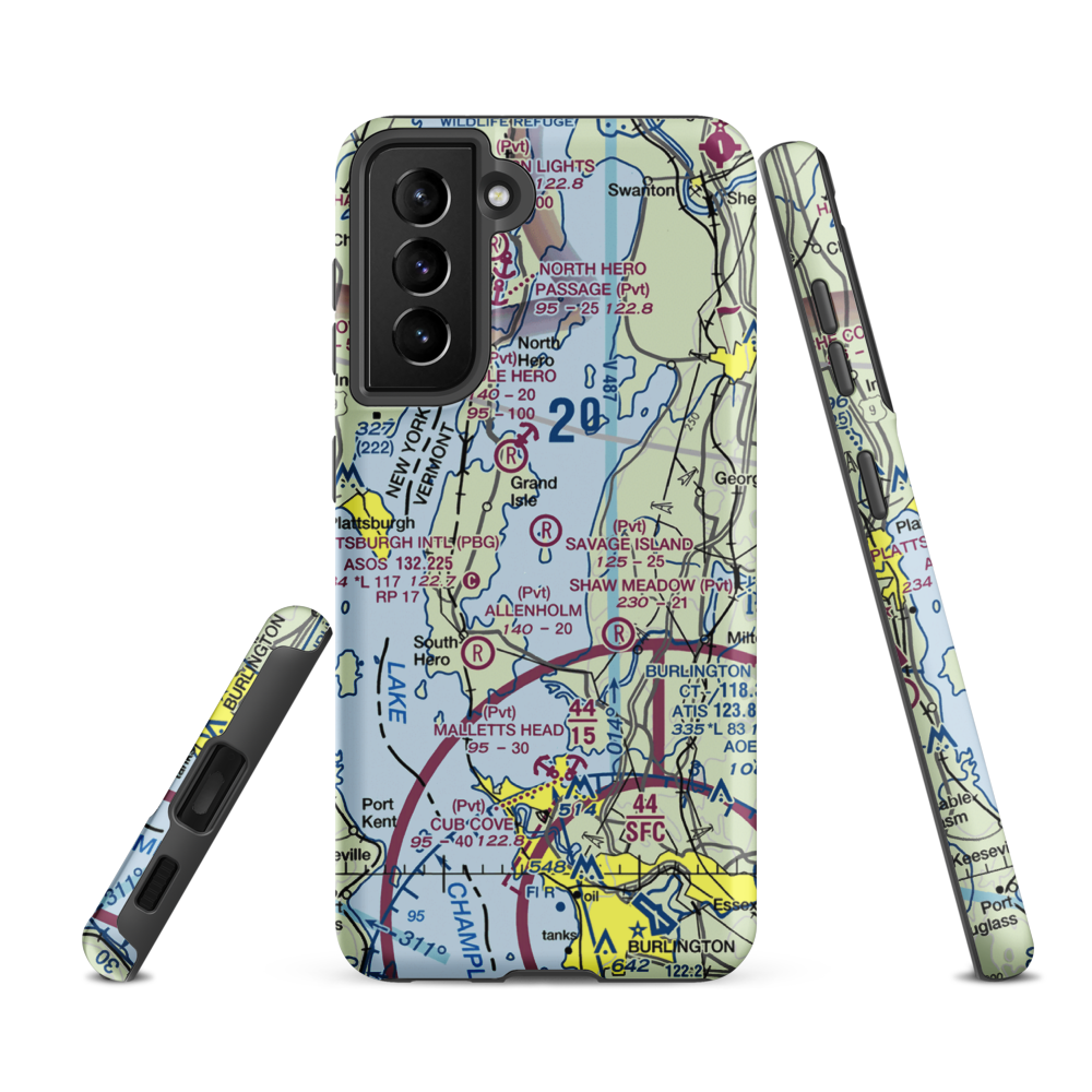 Savage Island Airport (VT15) VFR Sectional Samsung Phone Case Samsung Galaxy S21 FE model shown