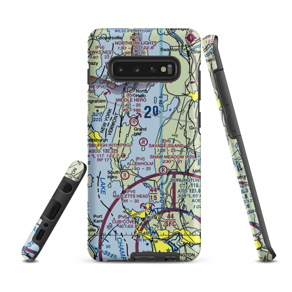 Savage Island Airport (VT15) VFR Sectional Samsung Phone Case Samsung Galaxy S10 Plus model shown