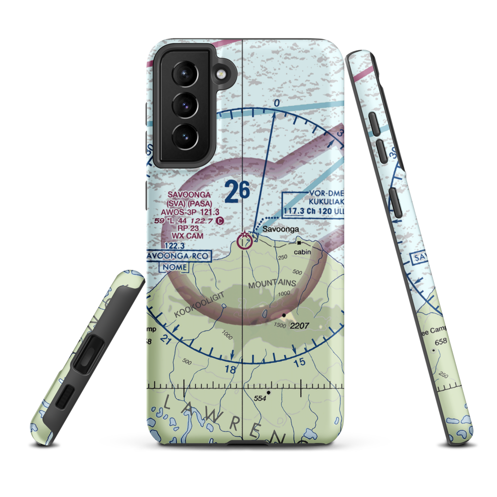 Savoonga Airport (SVA) VFR Sectional Samsung Phone Case Samsung Galaxy S21 Plus model shown