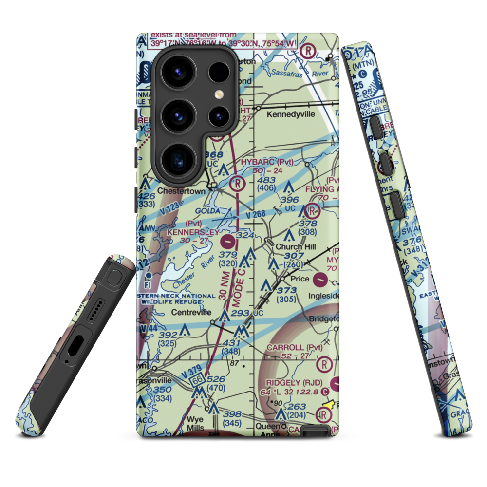 Saxon Farms Airport (MD91) VFR Sectional Samsung Phone Case Samsung Galaxy S24 Ultra model shown