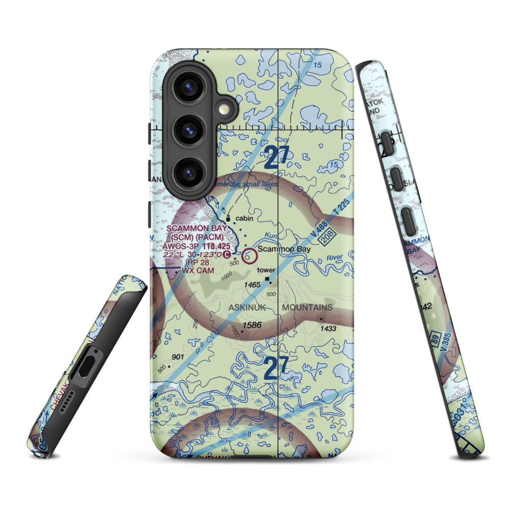 Scammon Bay Airport (SCM) VFR Sectional Samsung Phone Case Samsung Galaxy S24 Plus model shown