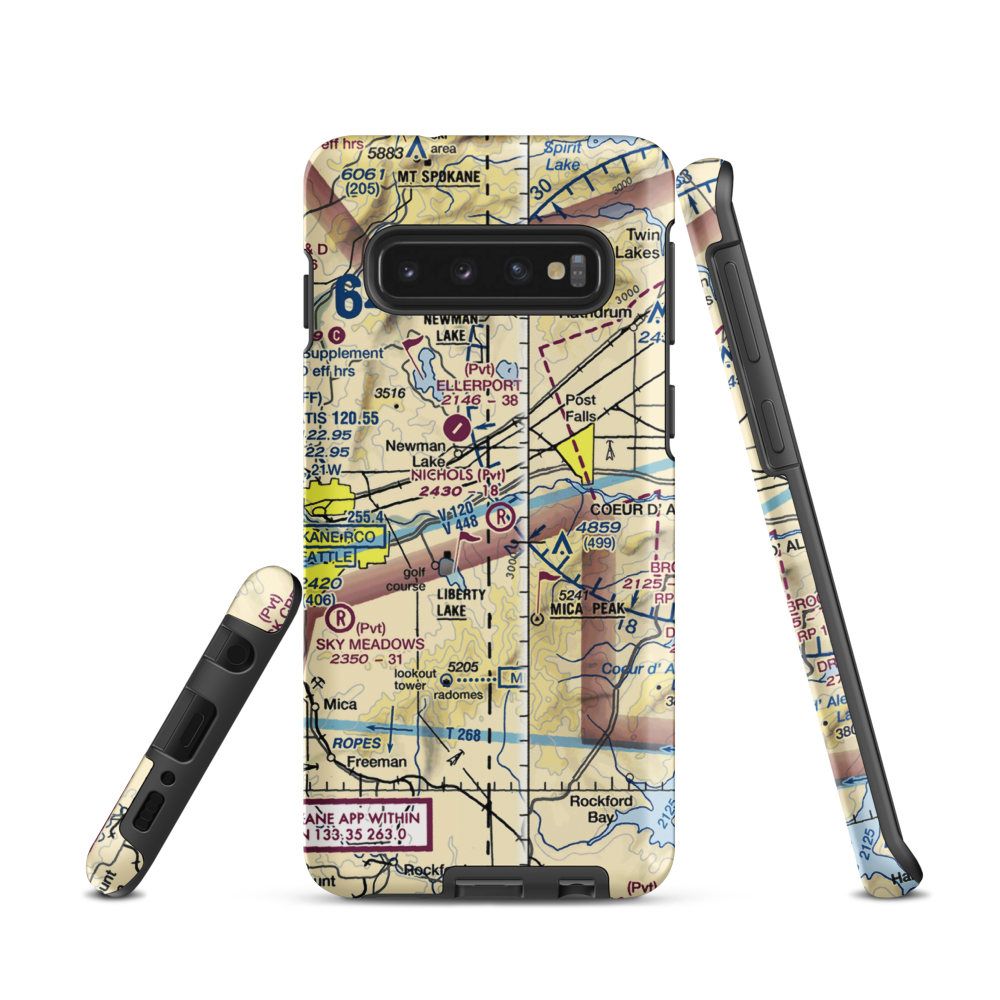 Scanlon Airport (15ID) VFR Sectional Samsung Phone Case Samsung Galaxy S10 model shown