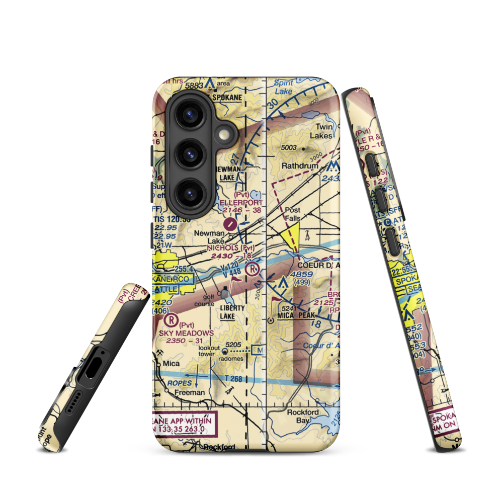 Scanlon Airport (15ID) VFR Sectional Samsung Phone Case Samsung Galaxy S24 model shown
