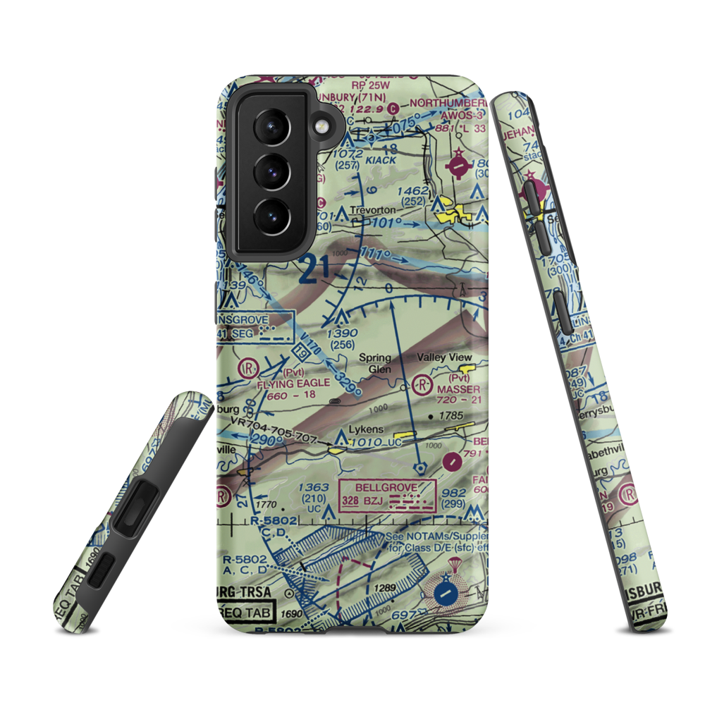 Schadels Airport (1PA9) VFR Sectional Samsung Phone Case Samsung Galaxy S21 FE model shown