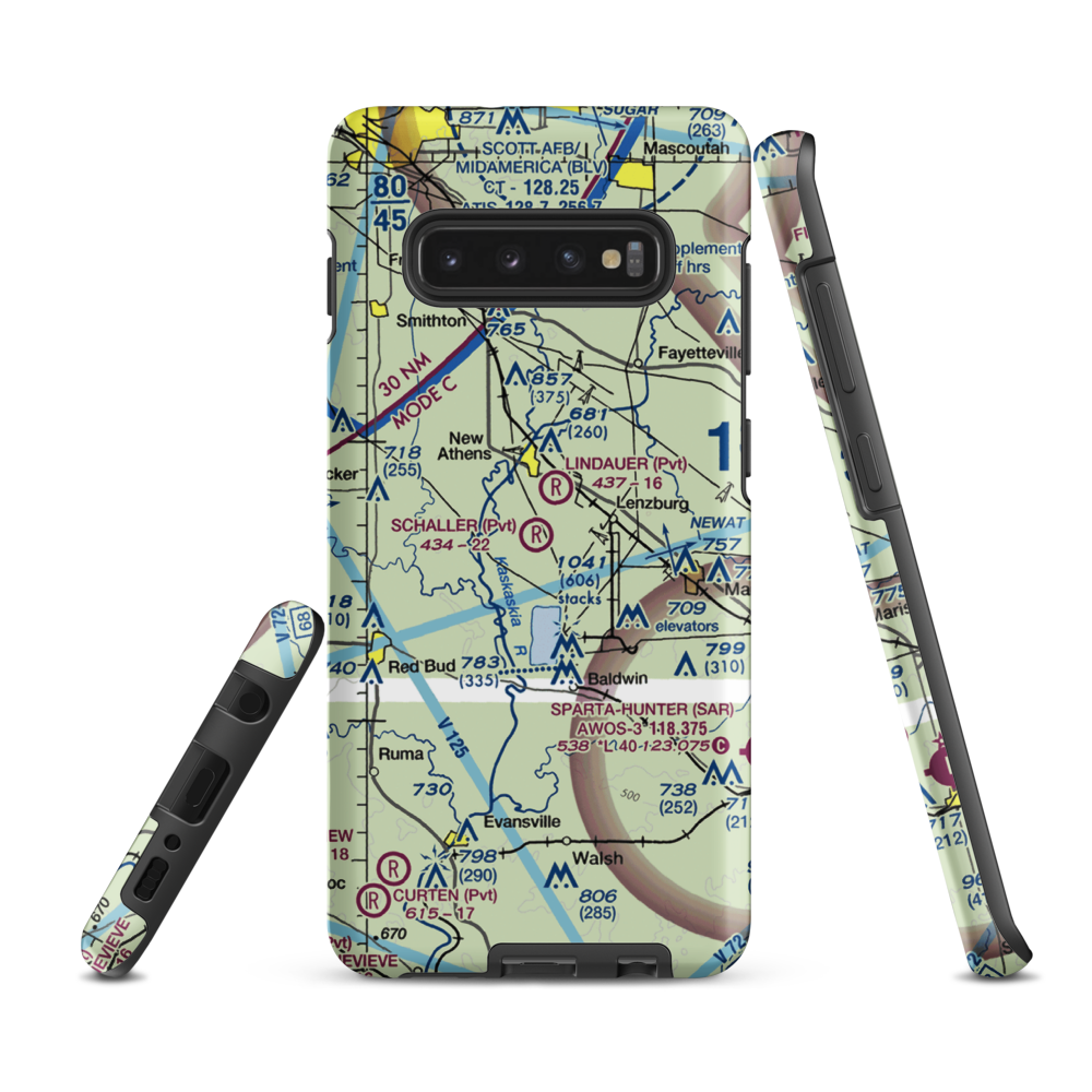 Schaller Airport (LL26) VFR Sectional Samsung Phone Case Samsung Galaxy S10 Plus model shown