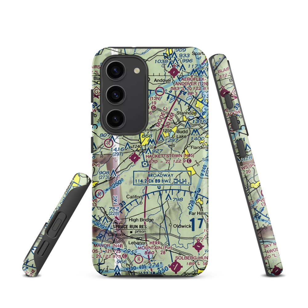 Scheller Airport (62NJ) VFR Sectional Samsung Phone Case Samsung Galaxy S23 model shown