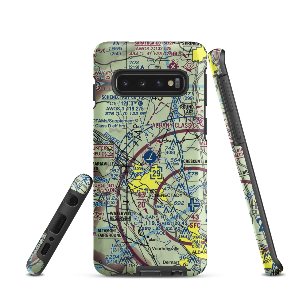 Schenectady County Airport (SCH) VFR Sectional Samsung Phone Case Samsung Galaxy S10 model shown