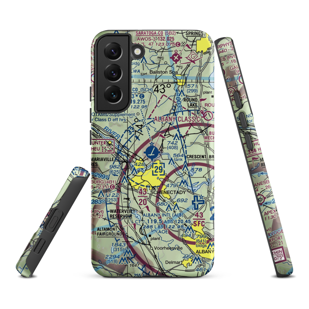 Schenectady County Airport (SCH) VFR Sectional Samsung Phone Case Samsung Galaxy S22 Plus model shown